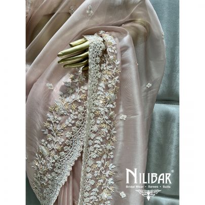 Baby Pink Tissue Organza Saree