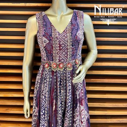Purple Georgette Indo Western Jumpsuit