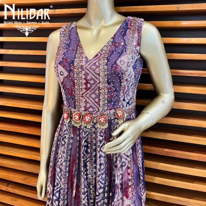 Purple Georgette Indo Western Jumpsuit