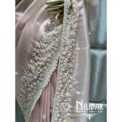 Baby Pink Tissue Organza Saree
