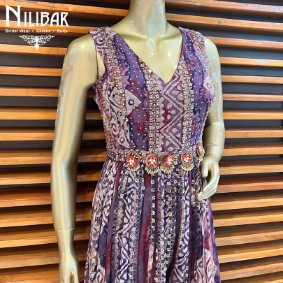 Purple Georgette Indo Western Jumpsuit