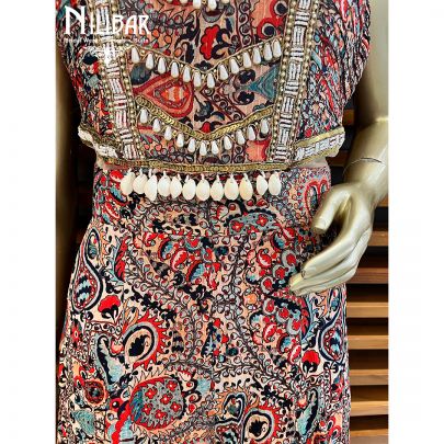 Red Georgette Indo Western Jumpsuit