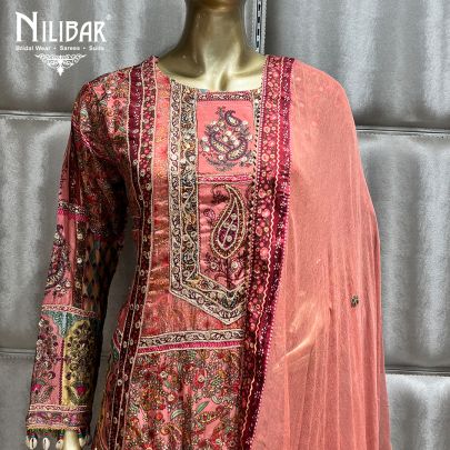 Peach Crepe Palazzo Suit Set