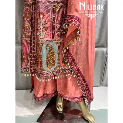 Peach Crepe Palazzo Suit Set