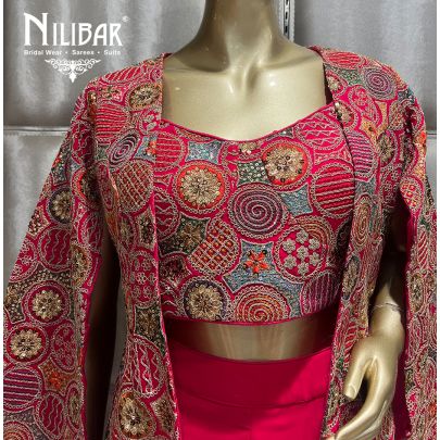 Hot Pink Silk Indo Western Set