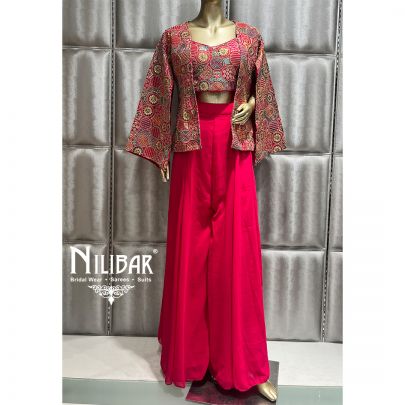Hot Pink Silk Indo Western Set