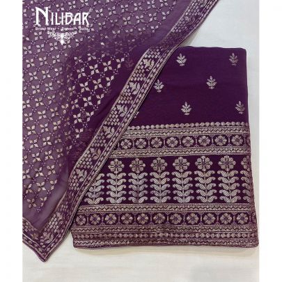 Violet Purple Georgette Unstitched Suit