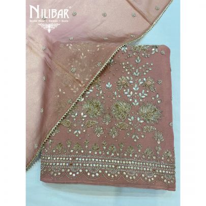 Salmon Pink Lamé Unstitched Suit