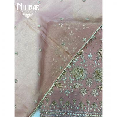 Salmon Pink Lamé Unstitched Suit