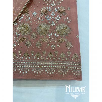 Salmon Pink Lamé Unstitched Suit