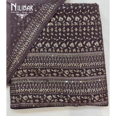 Fog grey Georgette Unstitched Suit