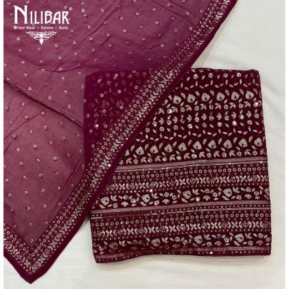 Jam Purple Georgette Unstitched Suit
