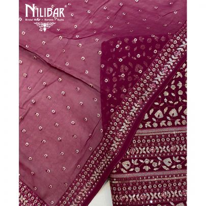 Jam Purple Georgette Unstitched Suit