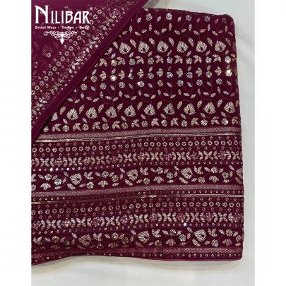 Jam Purple Georgette Unstitched Suit