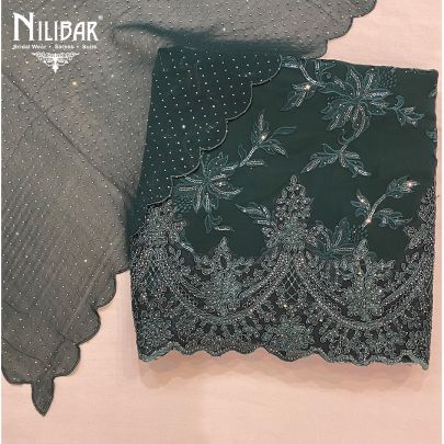 Dark Green Georgette Unstitched Suit