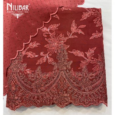 Coral Georgette Unstitched Suit