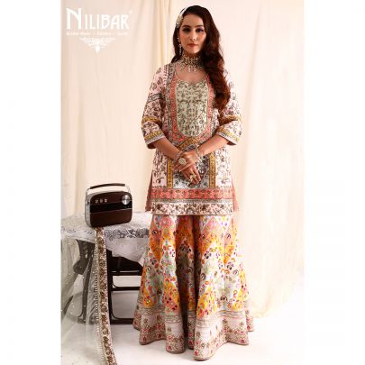 Multicolor Silk Garara Suit