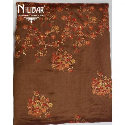 Copper Brown Organic Silk Unstitched Suit 