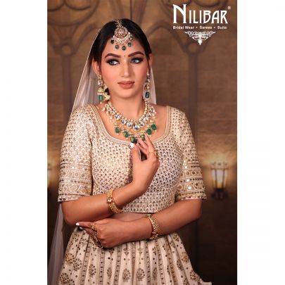 Aqua White Silk Bridal Lehenga