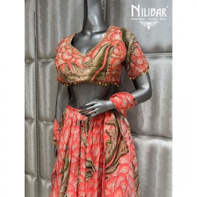 Orange Organza Long Skirt