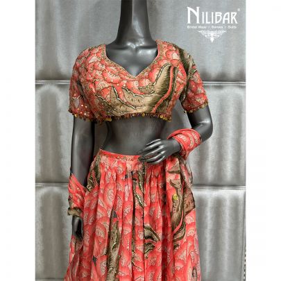 Orange Organza Long Skirt