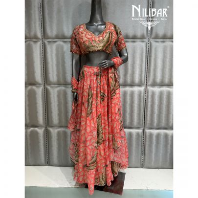 Orange Organza Long Skirt