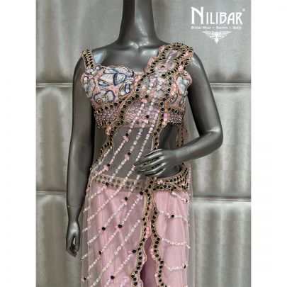 Mauve Silk Sharara Drape