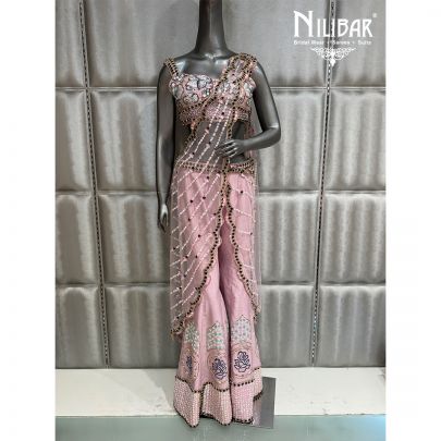 Mauve Silk Sharara Drape