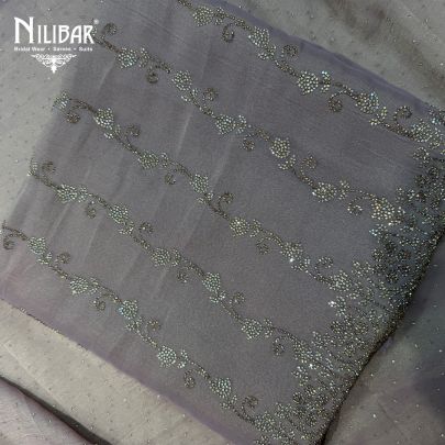 Baby Pink Crush Tissue Shirt Paired With Plain Silk Bottom Unstitched Suit