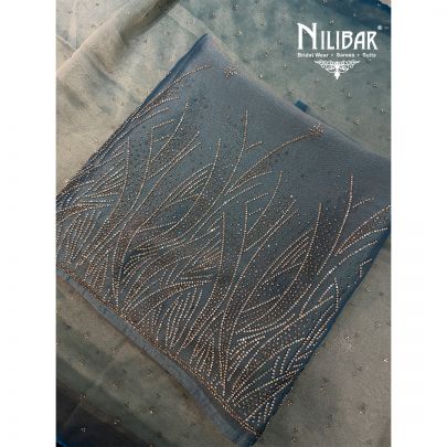 Sea Green Lame Silk Shirt Paired With Plain Silk Bottom Unstitched Suit