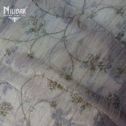 Lavender Tissue Shirt Paired With Plain Silk Bottom Unstitched Suit