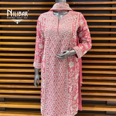 Baby Pink Lamé Silk Pant Suit