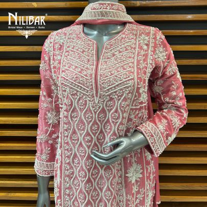 Baby Pink Lamé Silk Pant Suit