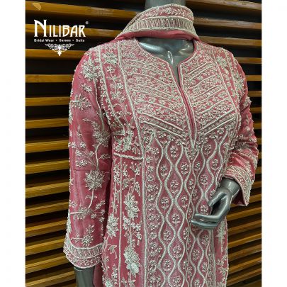 Baby Pink Lamé Silk Pant Suit