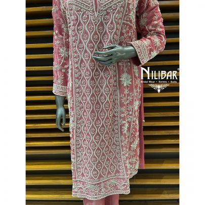 Baby Pink Lamé Silk Pant Suit