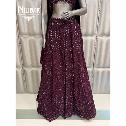 Wine Georgette Lehenga