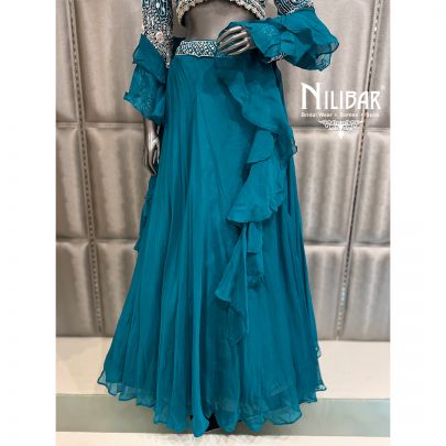 Teal Blue Georgette Lehenga