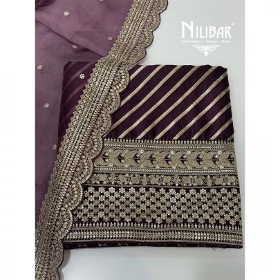 Purple Embroidered Silk Unstitched Suit