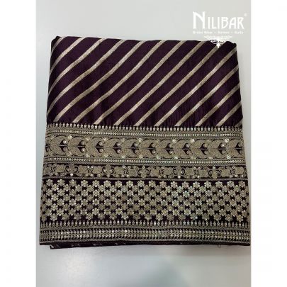 Purple Embroidered Silk Unstitched Suit