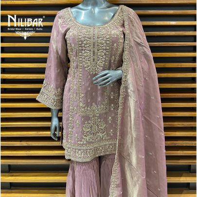 Blush Pink Lamé Silk Garara Suit