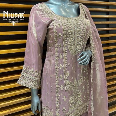 Blush Pink Lamé Silk Garara Suit