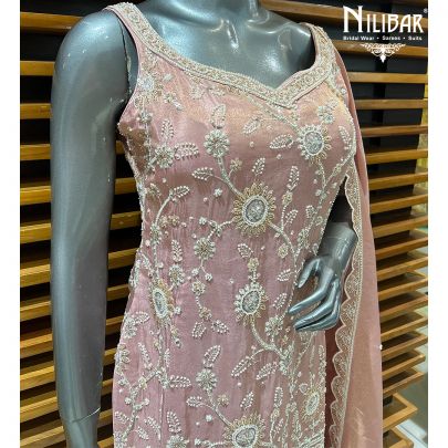 Baby Pink Lamé Silk Garara Suit