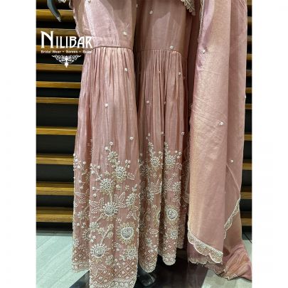 Baby Pink Lamé Silk Garara Suit