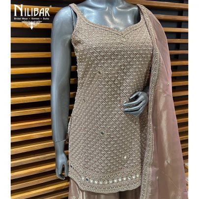 Rose Gold Pink Lamé Silk Panelled Palazzo Suit