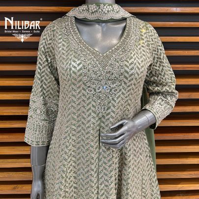Leaf Green Georgette Palazzo Suit