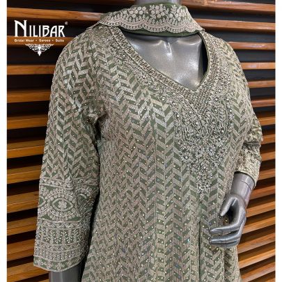 Leaf Green Georgette Palazzo Suit