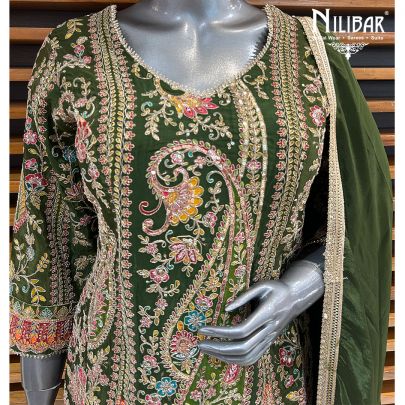 Dark Green Crepe Garara Suit