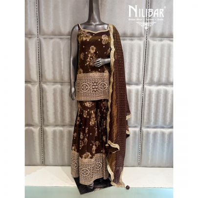 Mehndi Green Lame Silk Garara Suit