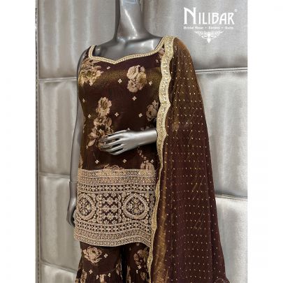 Mehndi Green Lame Silk Garara Suit