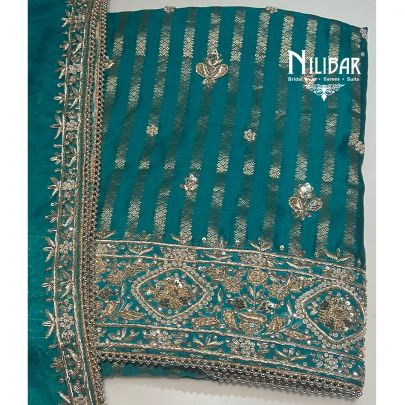 Rama Green Banarasi Silk Unstitched Suit